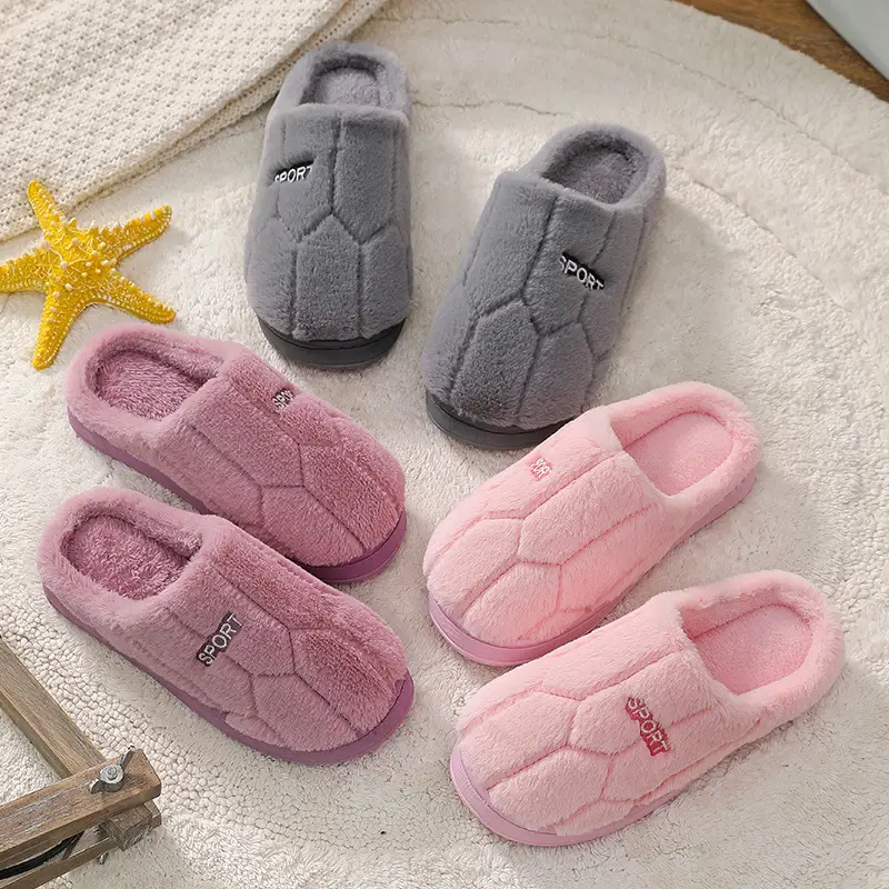 Cotton slippers women's winter home indoor home warm non-slip thick bottom couple new woolen slippers men's autumn and winter