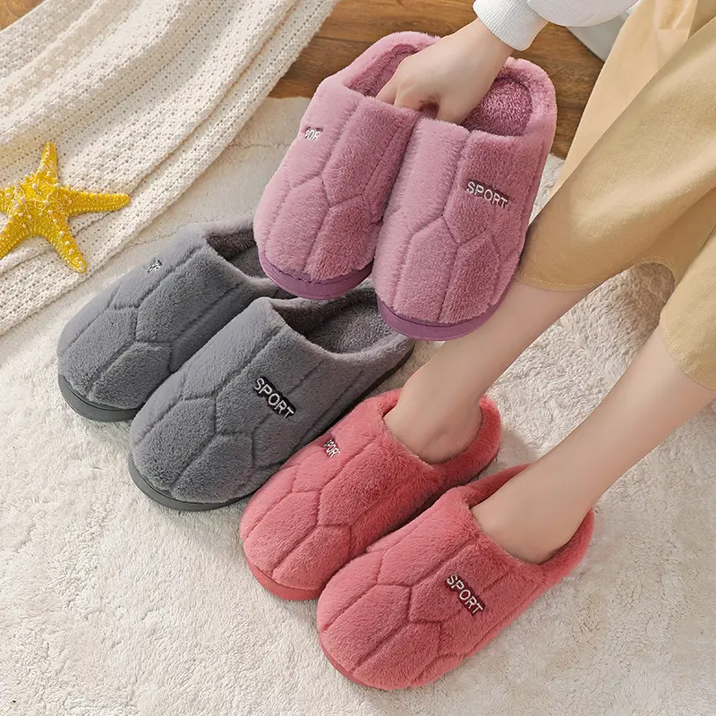 Cotton slippers women's winter home indoor home warm non-slip thick bottom couple new woolen slippers men's autumn and winter