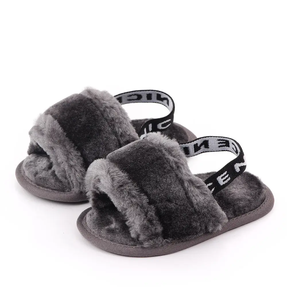 Furry Pink Toddler Slippers 0-1 Year Old