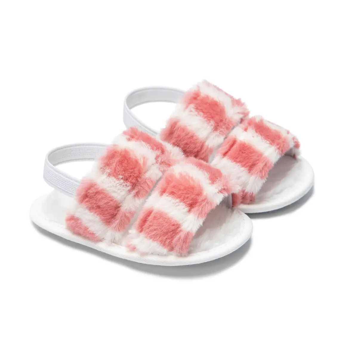 Furry Pink Toddler Slippers 0-1 Year Old