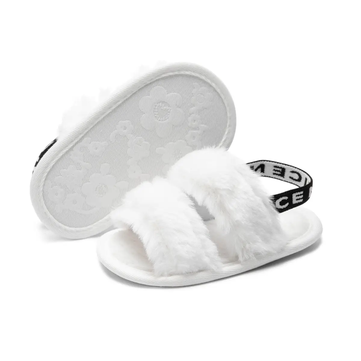 Furry Pink Toddler Slippers 0-1 Year Old