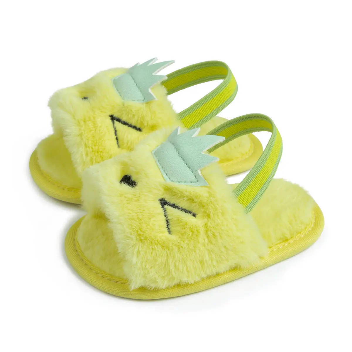 Furry Pink Toddler Slippers 0-1 Year Old