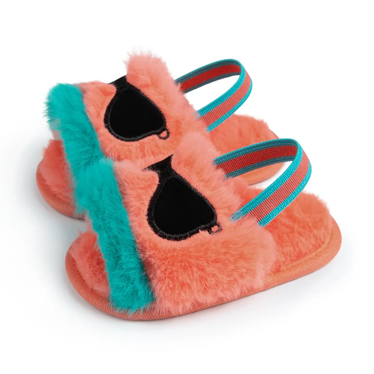 Furry Pink Toddler Slippers 0-1 Year Old