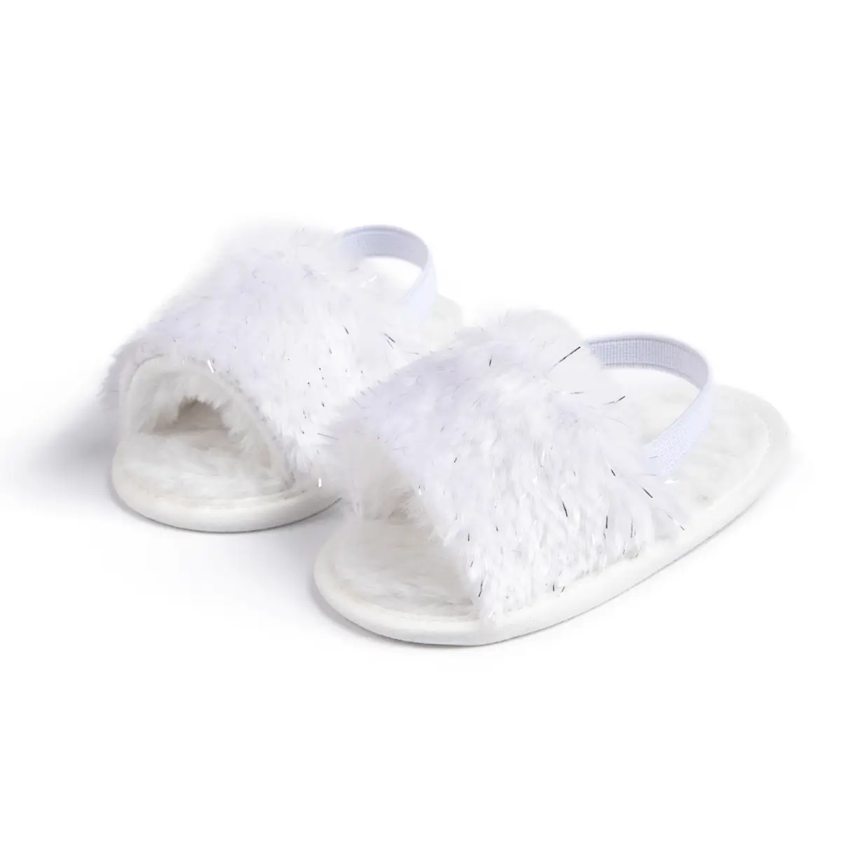 Furry Pink Toddler Slippers 0-1 Year Old