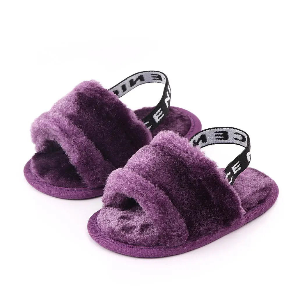 Furry Pink Toddler Slippers 0-1 Year Old