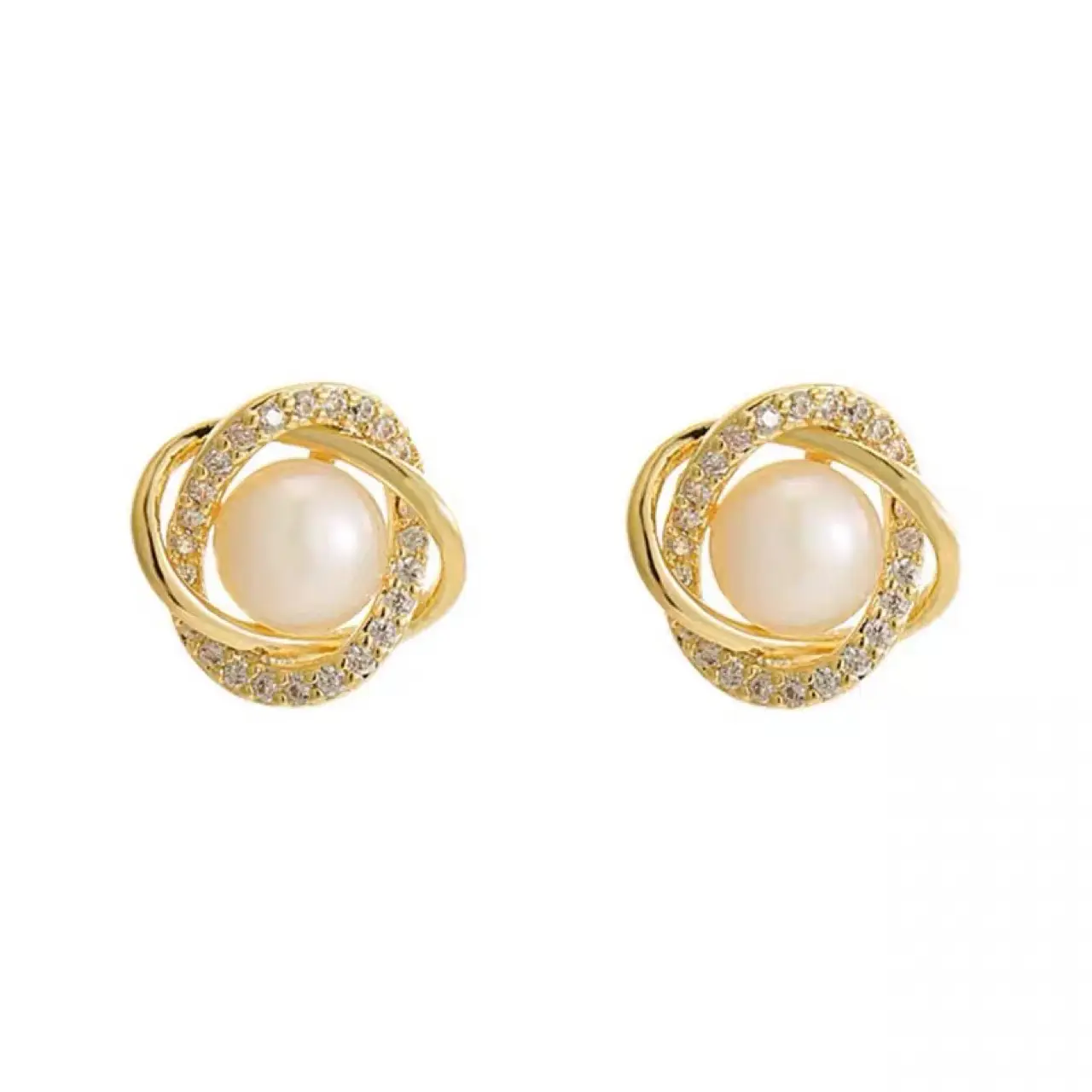 Trendy Gold Pearl Earrings for Women - Image 5
