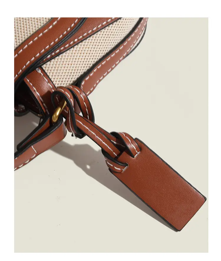 Women's Black White Woven Shoulder Bag with Gold Clasp — feature 10