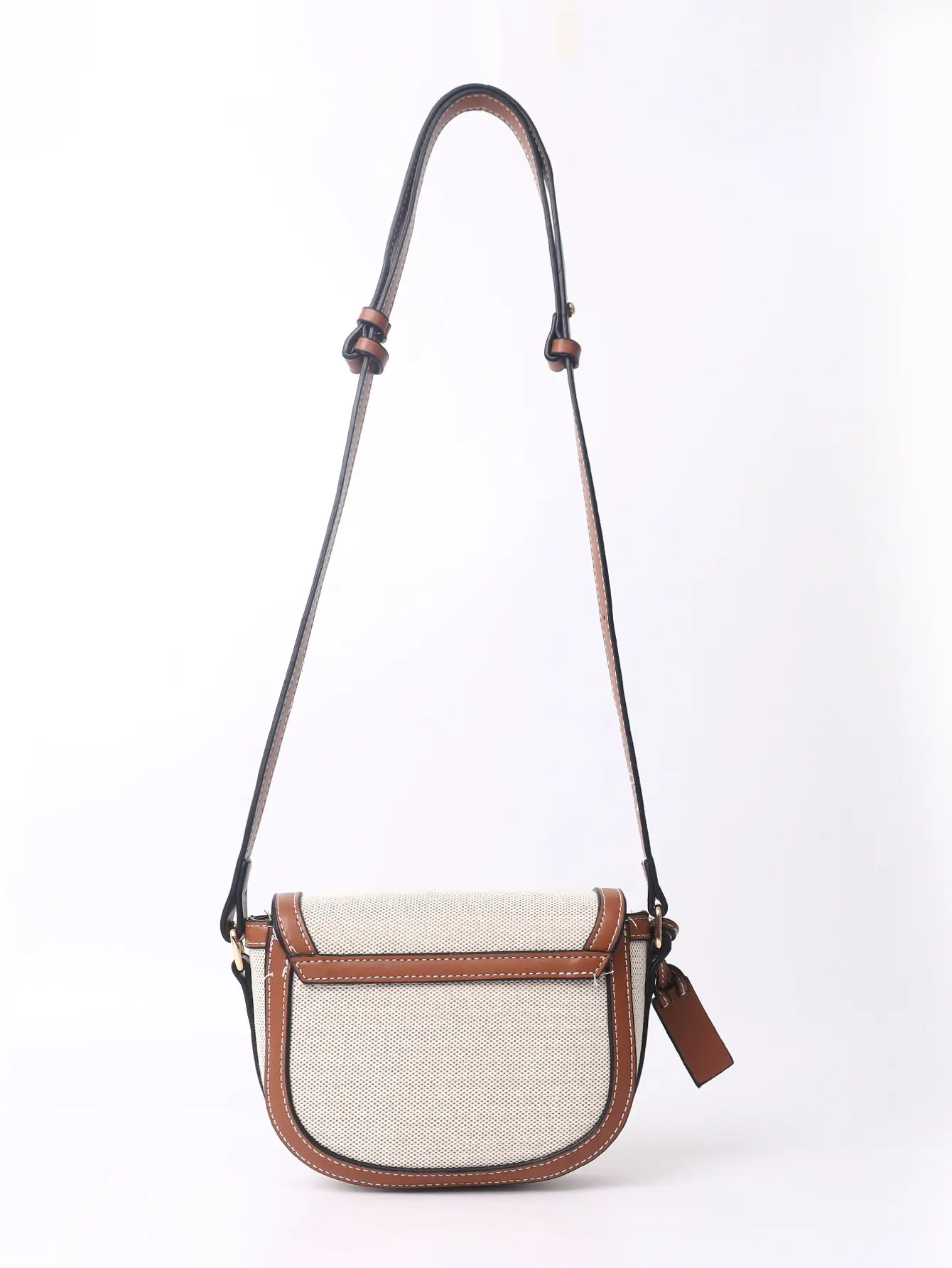 Women's Black White Woven Shoulder Bag with Gold Clasp — feature 13