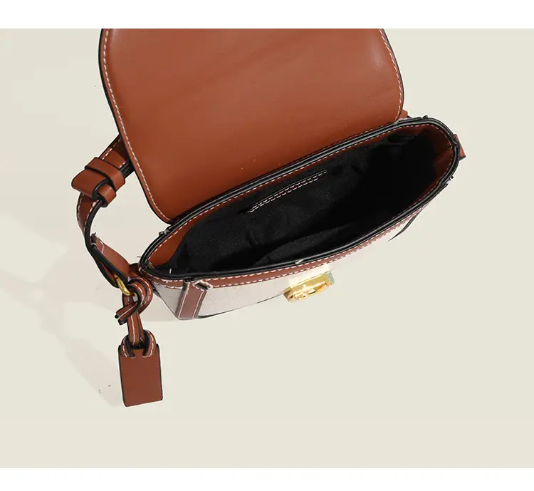 Women's Black White Woven Shoulder Bag with Gold Clasp — feature 4