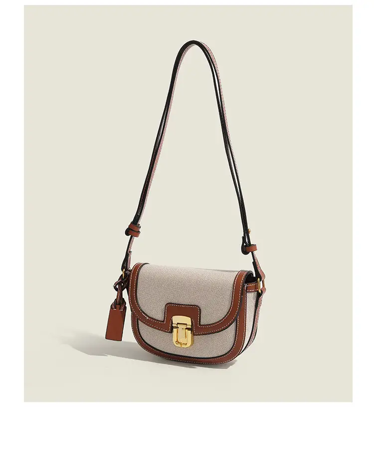 Women's Black White Woven Shoulder Bag with Gold Clasp — feature 7
