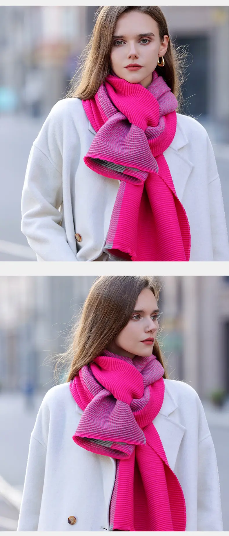 2025 New Double-sided Crumple Scarf Women's Winter High-end — feature 14