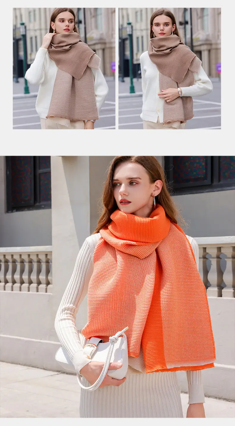 2025 New Double-sided Crumple Scarf Women's Winter High-end — feature 8