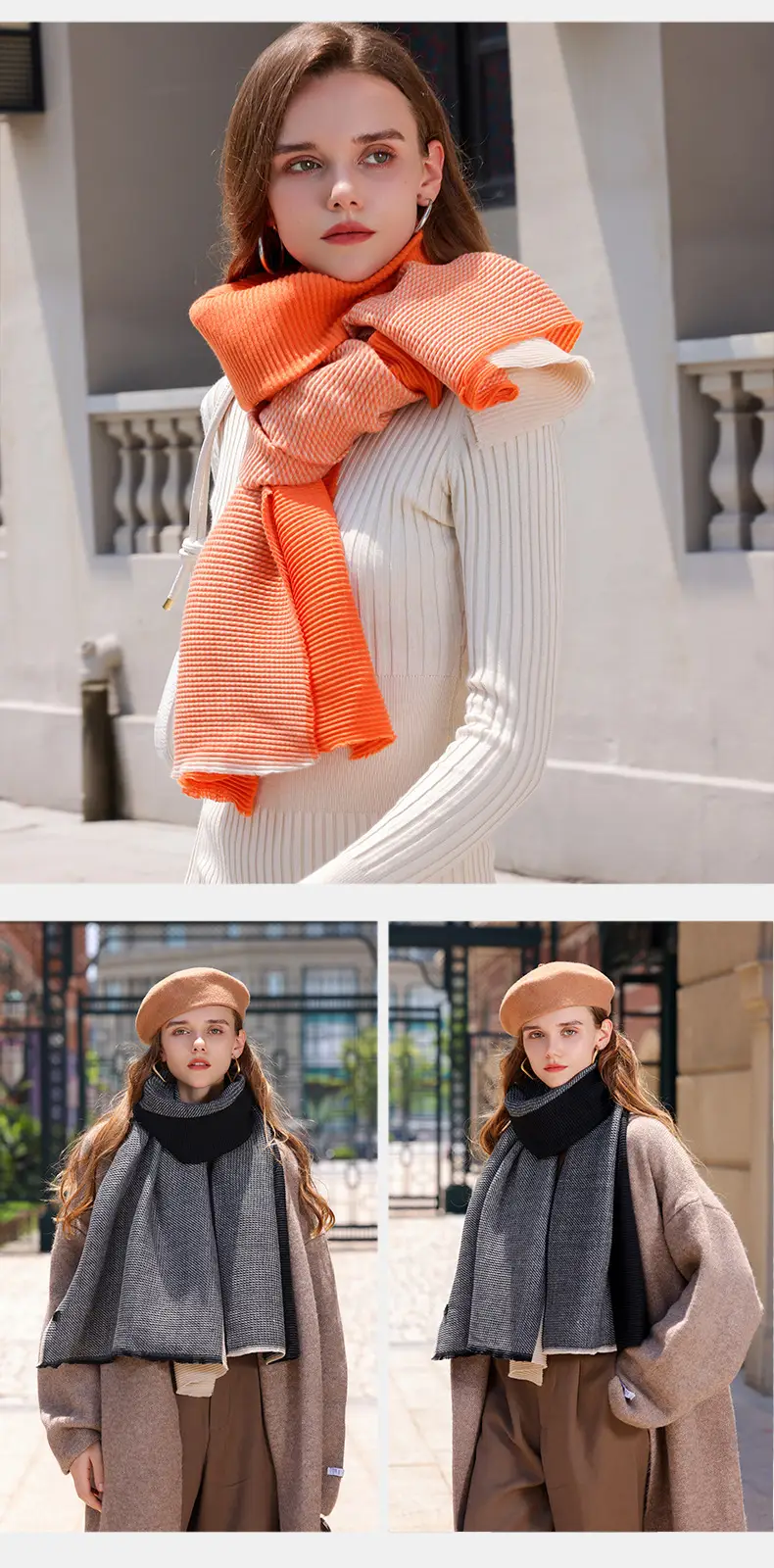 2025 New Double-sided Crumple Scarf Women's Winter High-end — feature 9