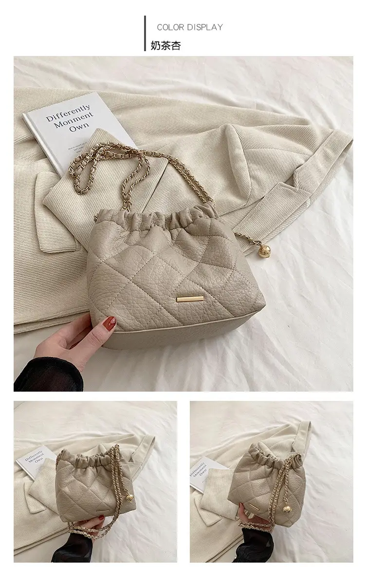 Women Rhombus Chain Shoulder Bag Cream 2023 β feature 21