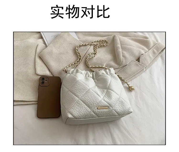 Women Rhombus Chain Shoulder Bag Cream 2023 β feature 3
