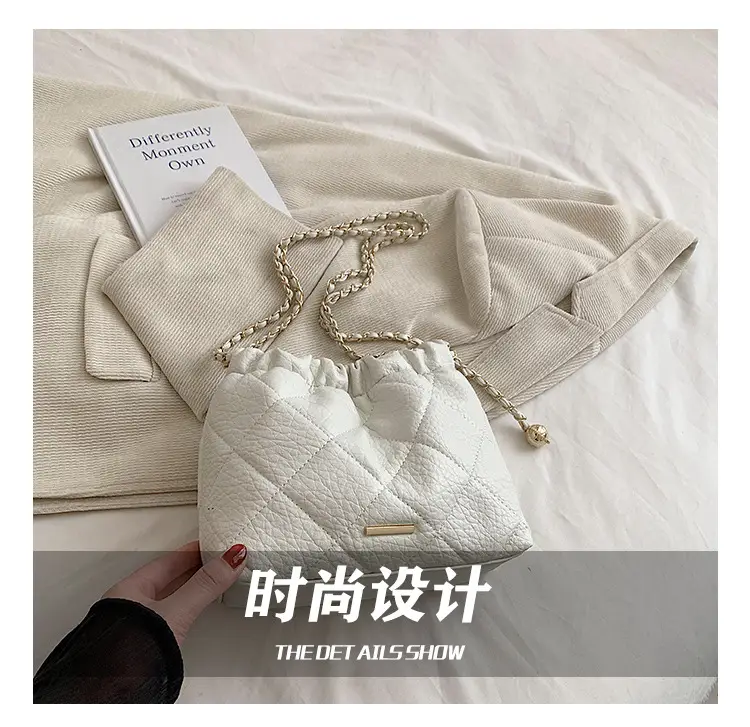 Women Rhombus Chain Shoulder Bag Cream 2023 β feature 7