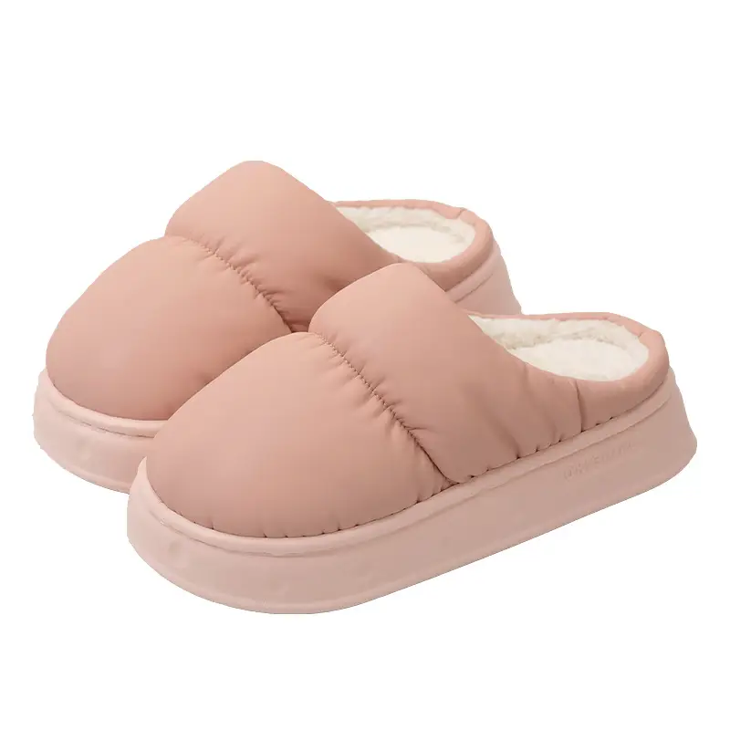 Waterproof Cotton Slippers for Women, Winter 2026 New Model, Indoor Home Non-Slip Warm Plush Latex Maternity Cotton Slippers for Women Winter - Image 11