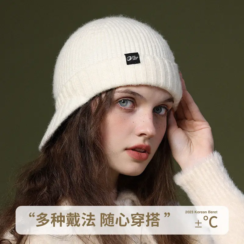 Women Knitted Wool Beanie with Warm Ear Protection