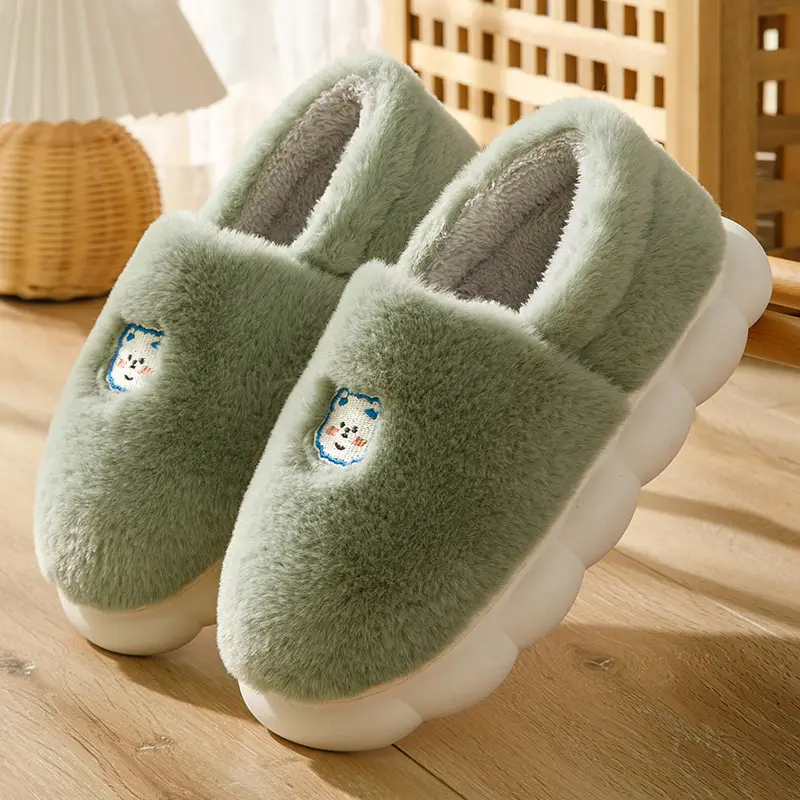New Winter Couple's Warm Cotton Shoes for Women, Indoor Non-Slip Cute Thick-Soled Closed-Back Cotton Shoes for Men - Image 4