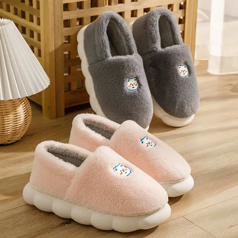 New Winter Couple's Warm Cotton Shoes for Women, Indoor Non-Slip Cute Thick-Soled Closed-Back Cotton Shoes for Men - Image 7