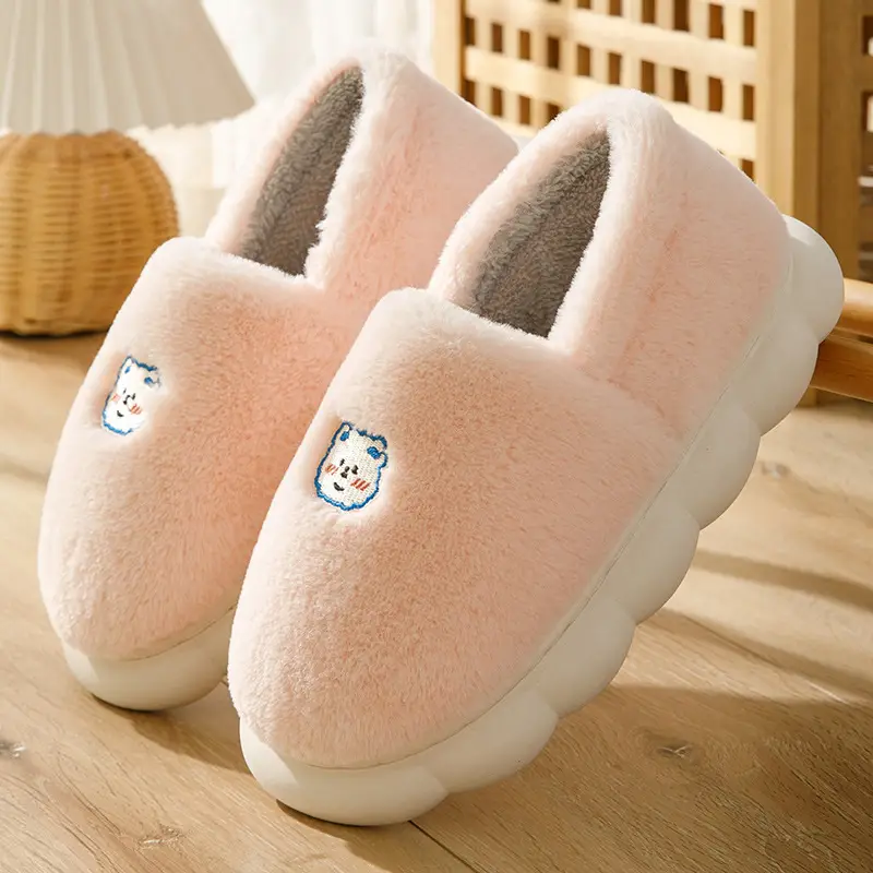 New Winter Couple's Warm Cotton Shoes for Women, Indoor Non-Slip Cute Thick-Soled Closed-Back Cotton Shoes for Men - Image 2