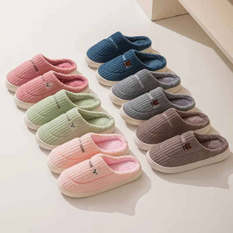 Cotton slippers women's autumn and winter couple home slippers indoor confinement shoes warm cotton shoes non-slip plush cotton slippers men's winter