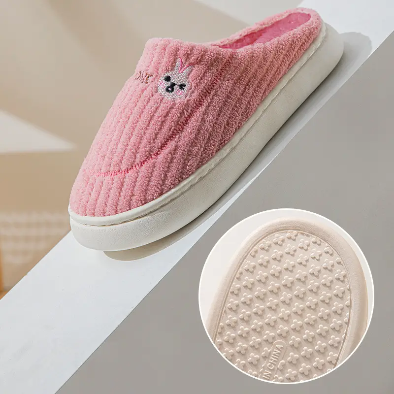 Cotton slippers women's autumn and winter couple home slippers indoor confinement shoes warm cotton shoes non-slip plush cotton slippers men's winter
