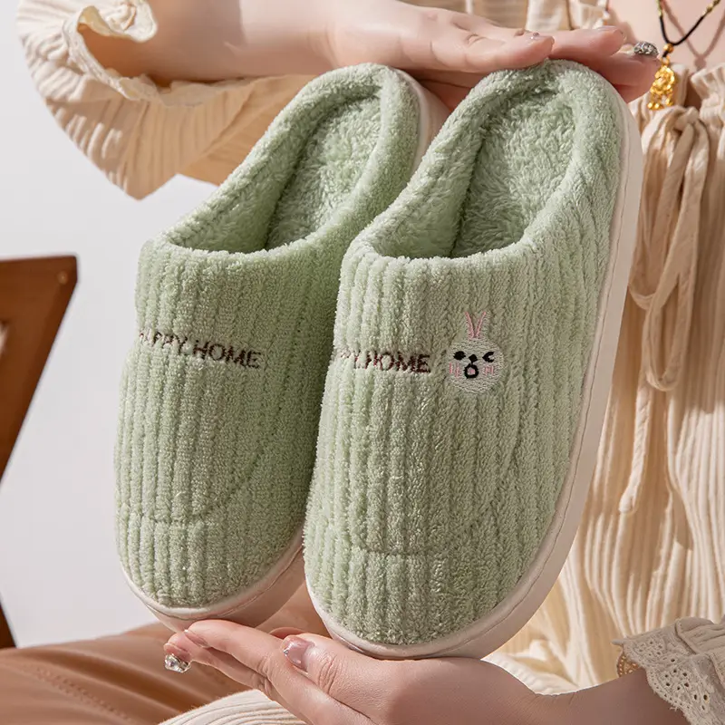Cotton slippers women's autumn and winter couple home slippers indoor confinement shoes warm cotton shoes non-slip plush cotton slippers men's winter