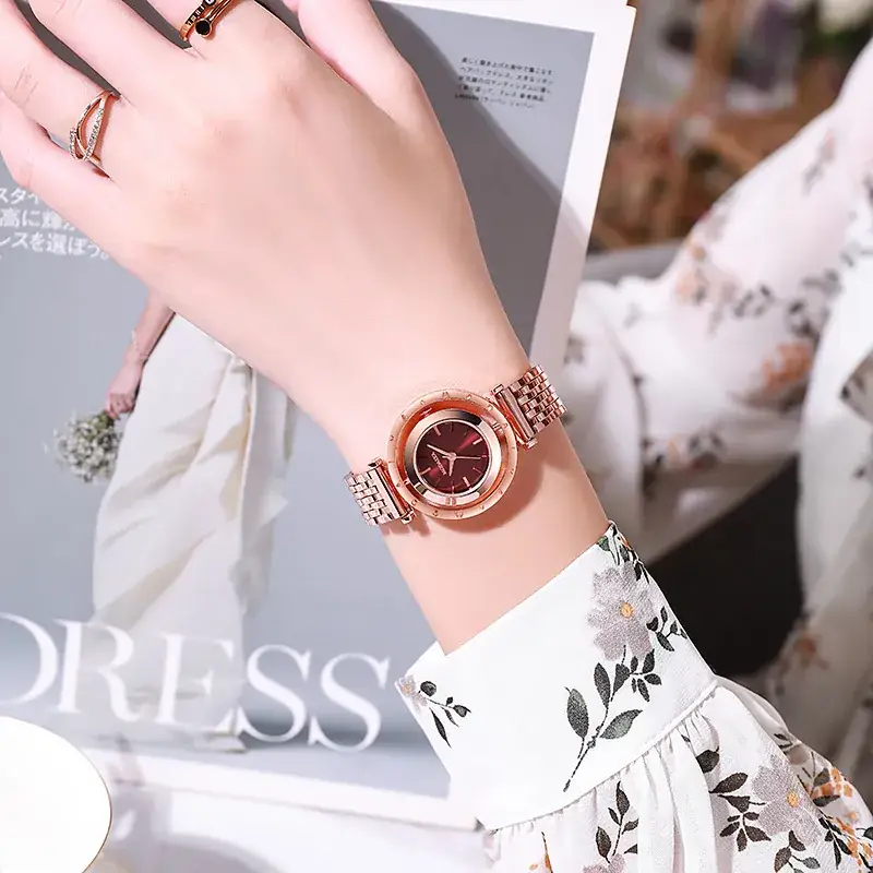 Elegant Rose Gold Women's Watch with Crystal Dial - Image 2