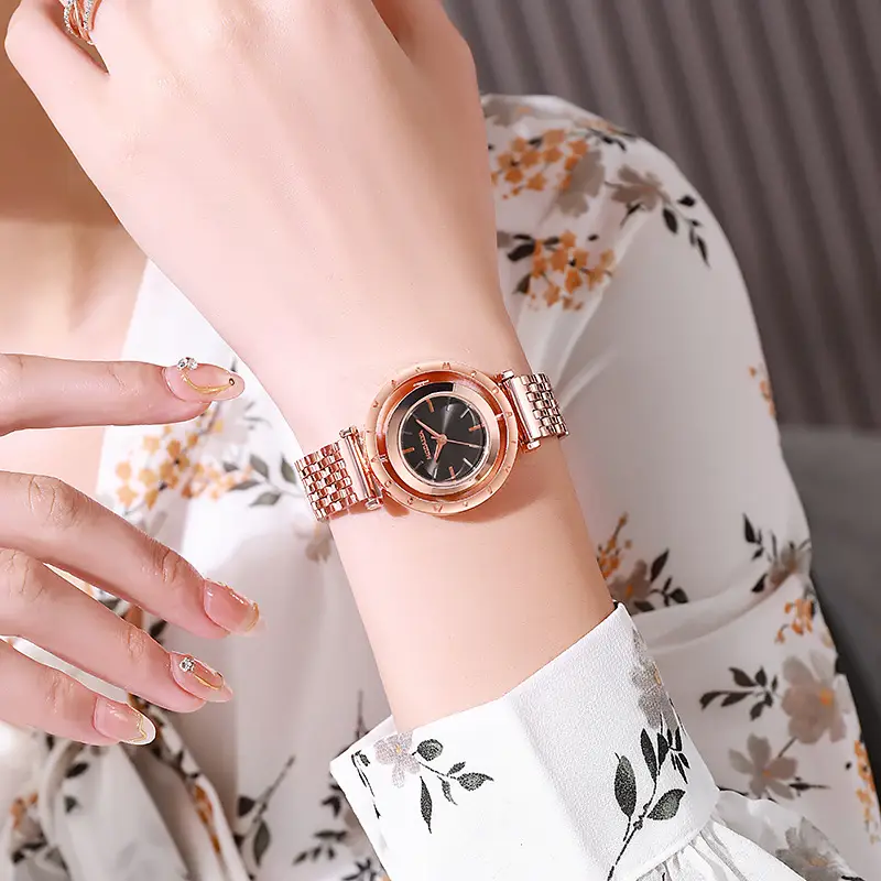 Elegant Rose Gold Women's Watch with Crystal Dial — feature 1