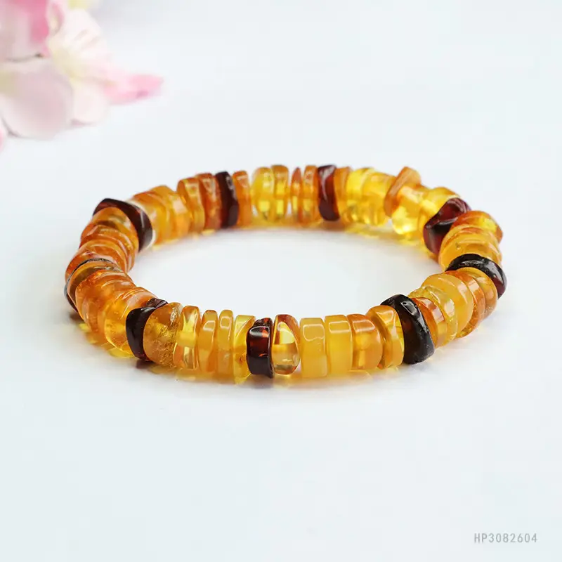 Natural Amber Multi-Gemstone Blood Amber Bracelet - Image 17
