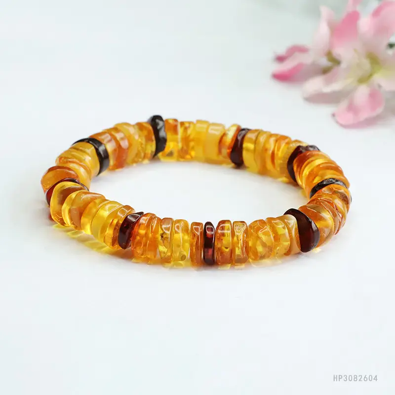 Natural Amber Multi-Gemstone Blood Amber Bracelet - Image 18