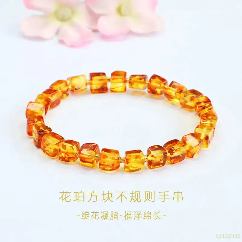 Natural Amber Multi-Gemstone Blood Amber Bracelet - Image 12