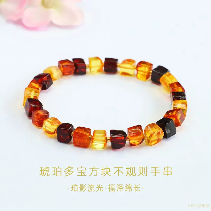 Natural Amber Multi-Gemstone Blood Amber Bracelet - Image 13