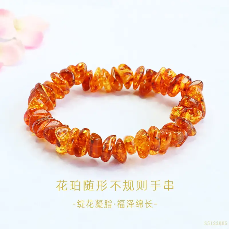 Natural Amber Multi-Gemstone Blood Amber Bracelet - Image 15