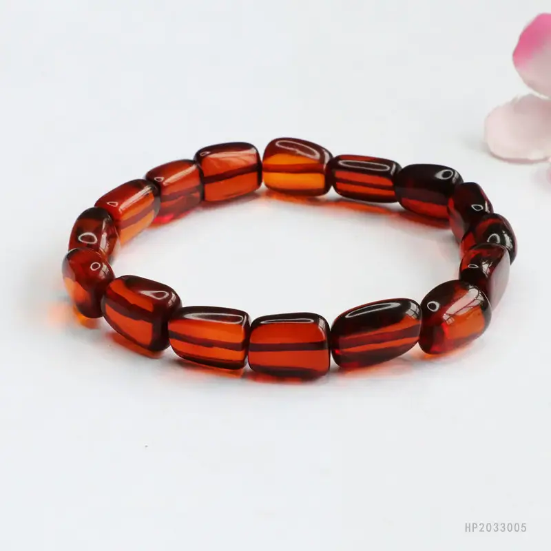 Natural Amber Multi-Gemstone Blood Amber Bracelet - Image 4