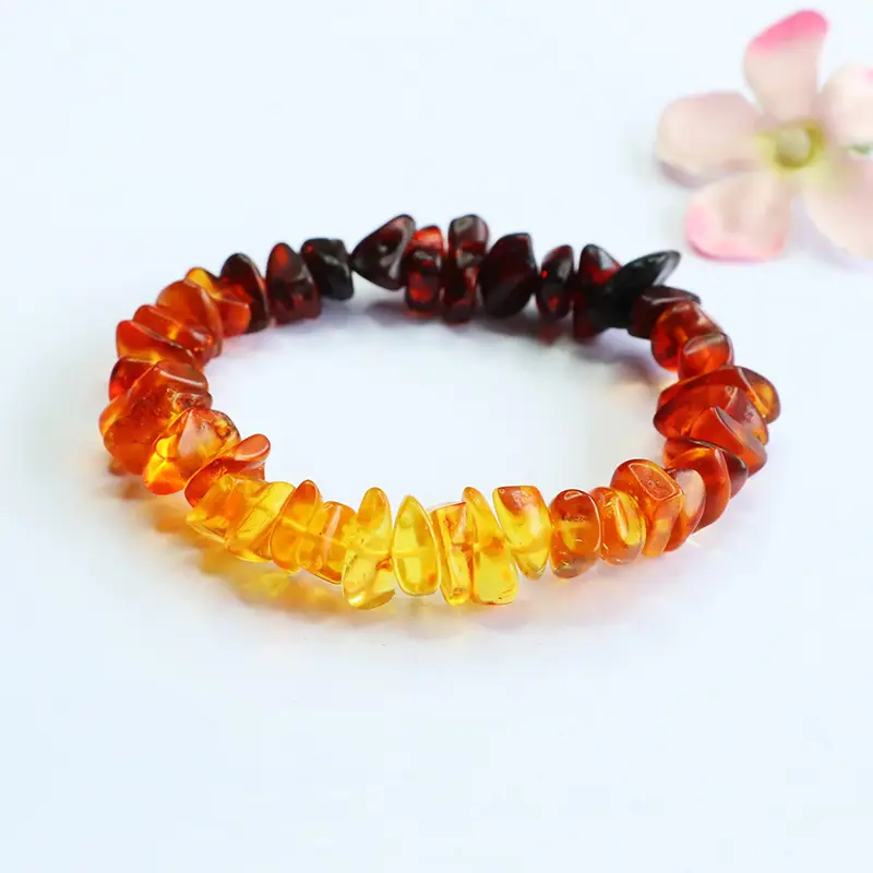 Natural Amber Multi-Gemstone Blood Amber Bracelet - Image 5