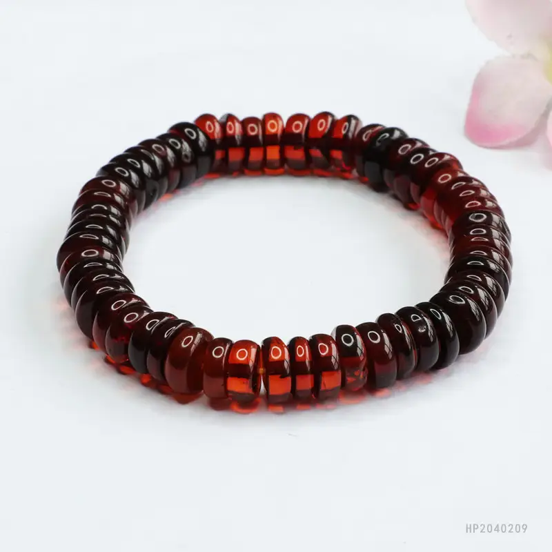 Natural Amber Multi-Gemstone Blood Amber Bracelet - Image 9