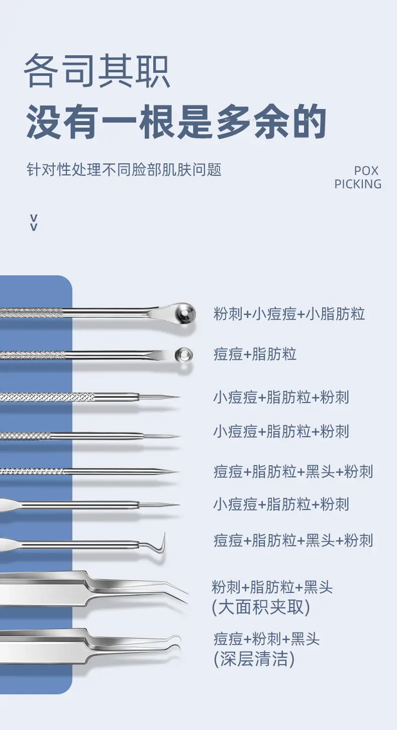 Stainless Steel Acne Clip Needle Set Blackhead Removal Tools — feature 6