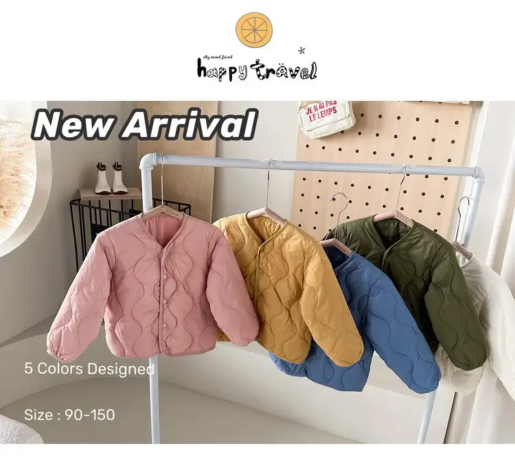 Children's Down Silk Lining Jacket Pink Yellow White Medium — feature 1