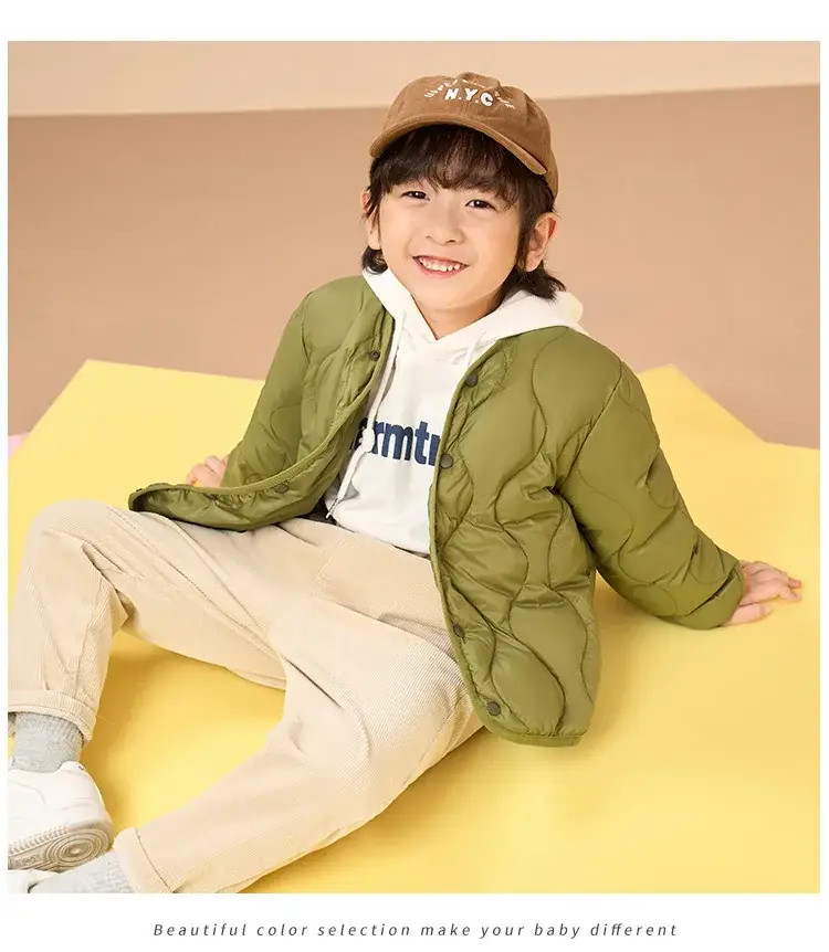 Children's Down Silk Lining Jacket Pink Yellow White Medium — feature 12