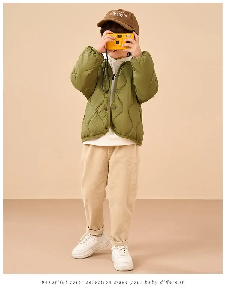 Children's Down Silk Lining Jacket Pink Yellow White Medium — feature 13