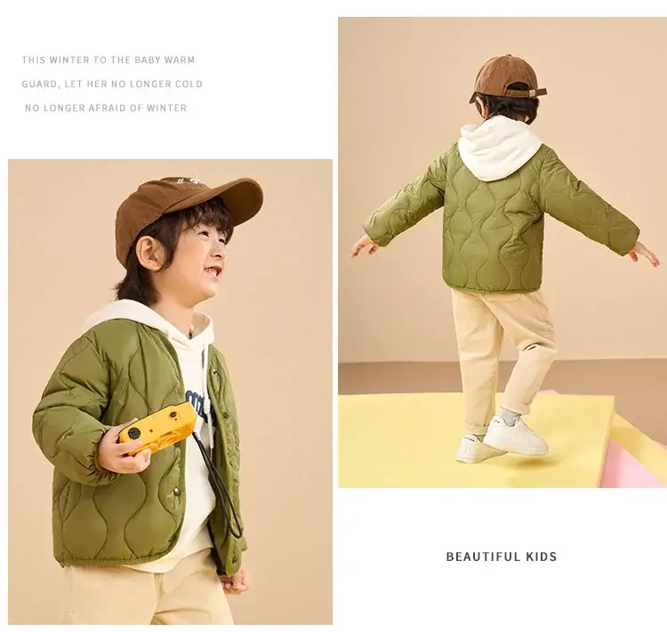 Children's Down Silk Lining Jacket Pink Yellow White Medium — feature 14