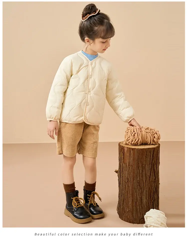 Children's Down Silk Lining Jacket Pink Yellow White Medium — feature 16