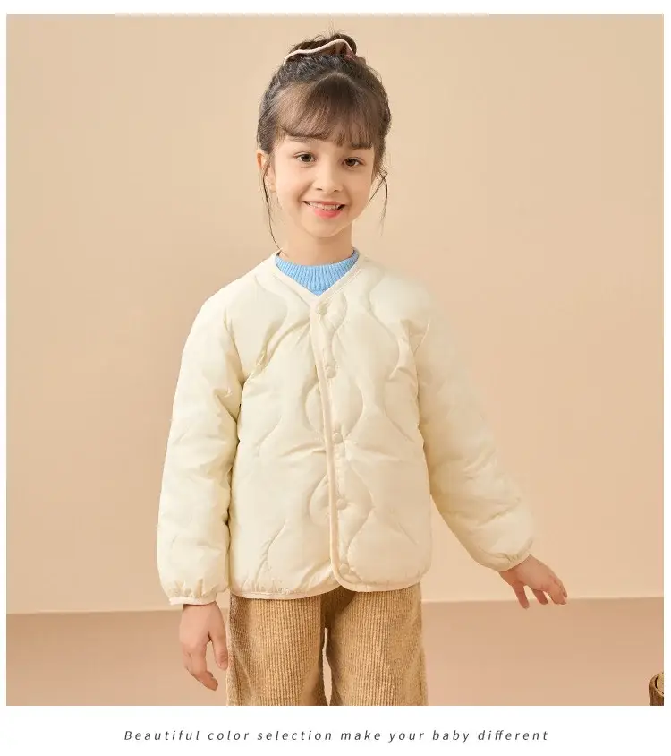 Children's Down Silk Lining Jacket Pink Yellow White Medium — feature 17