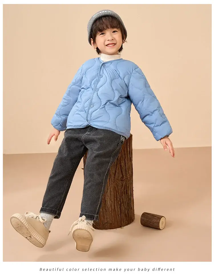 Children's Down Silk Lining Jacket Pink Yellow White Medium — feature 25
