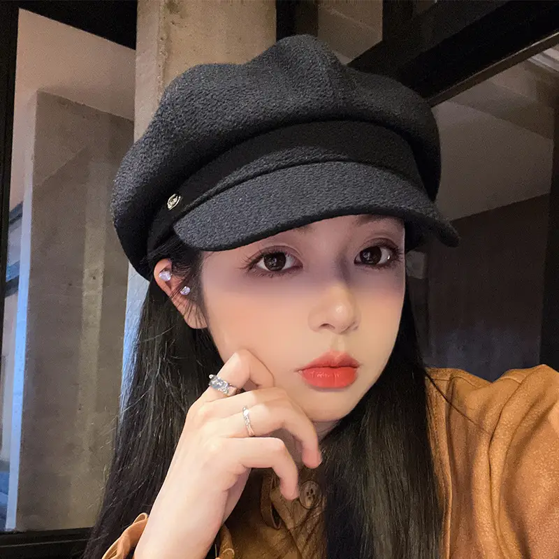 Black Beret Hat for Women Autumn Winter British Style - Image 4