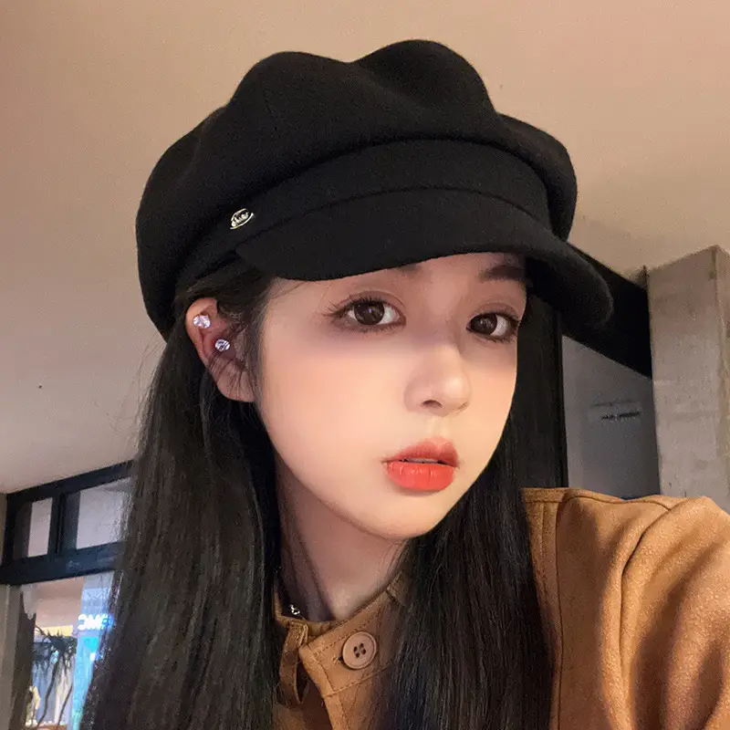 Black Beret Hat for Women Autumn Winter British Style - Image 5