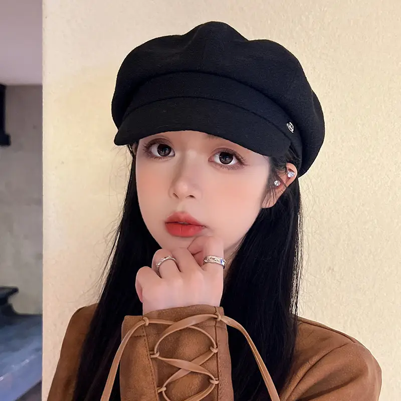 Black Beret Hat for Women Autumn Winter British Style - Image 6