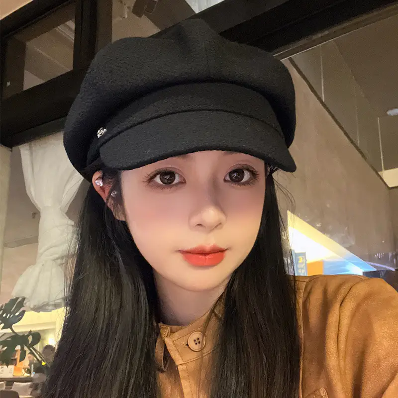 Black Beret Hat for Women Autumn Winter British Style — feature 19